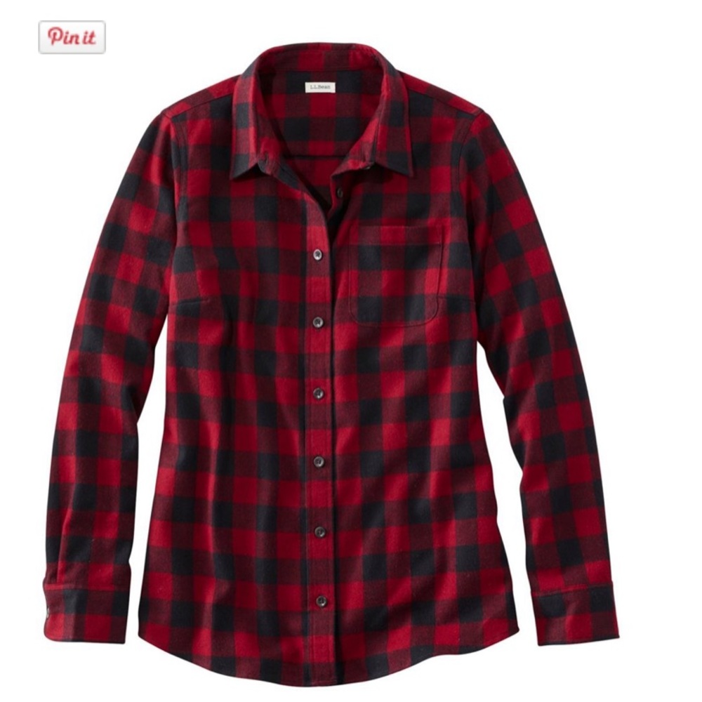 L.L. Bean Scotch Plaid Flannel Shirt, Slightly Fitted size L, red Buffalo check
